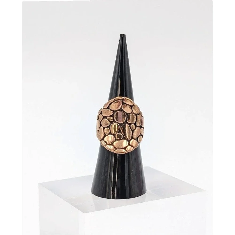 RS Covenant RSC Ring Size 7 Bronze Tone‎ Pebble Statement Chunky Brutalist